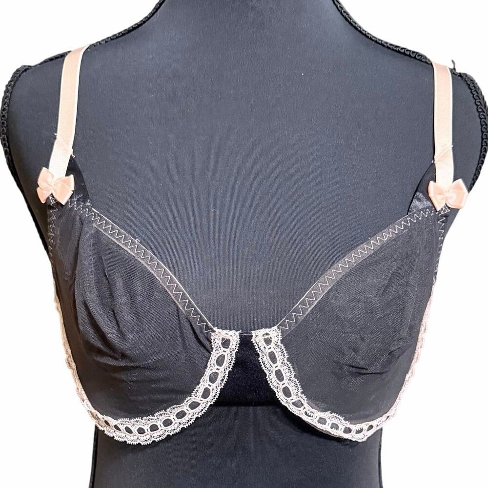 Vintage Victoria’s Secret Black Sheer Lace Bra 36C Philippines underwire sexy